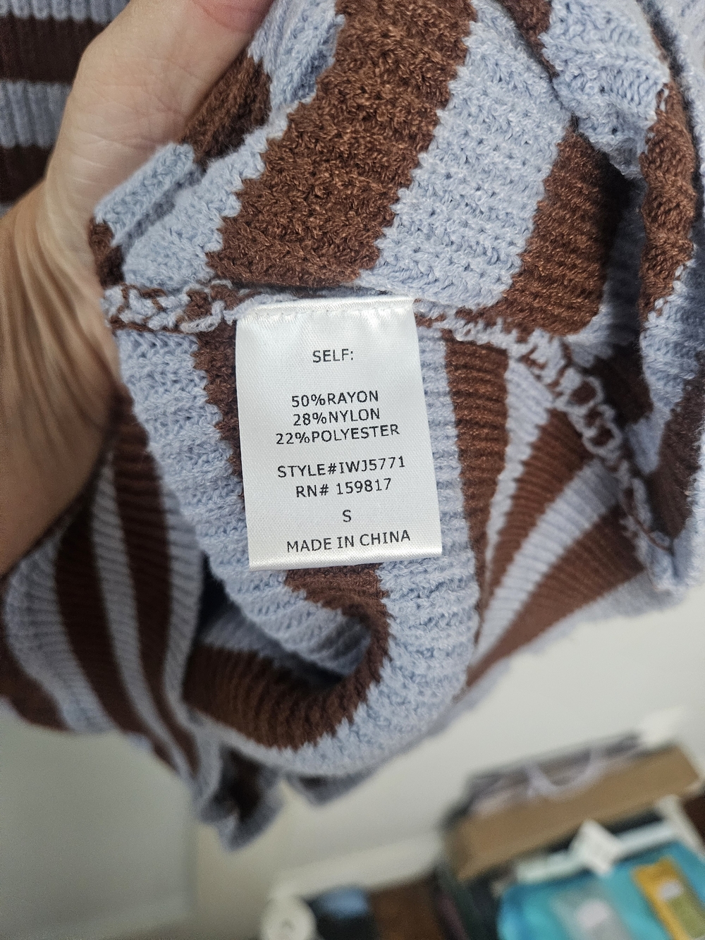 Altar'd State Brown and Cream Striped Button-Front Cardigan - Picture 3 of 4